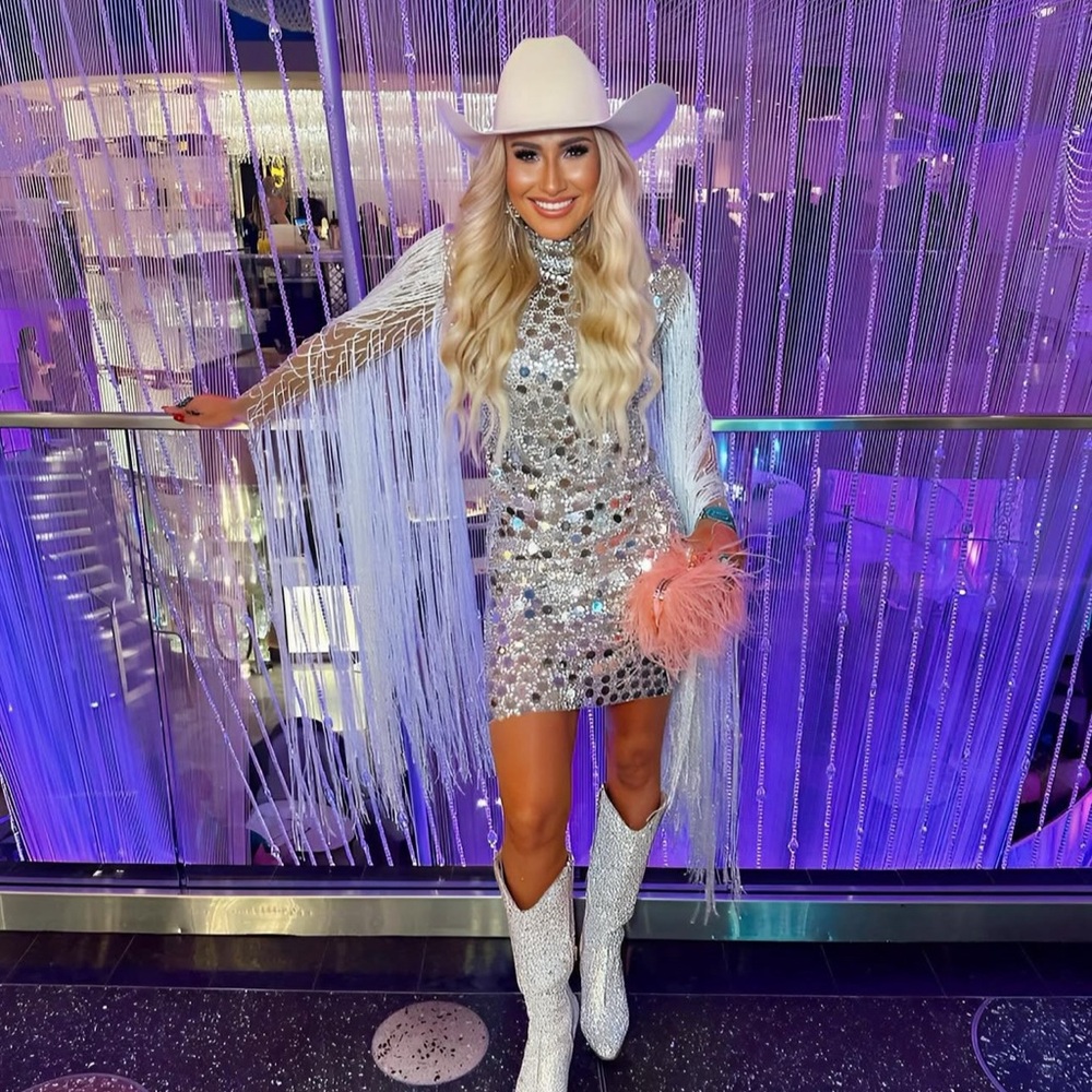 Silver Sequin Fringe Dress NFR